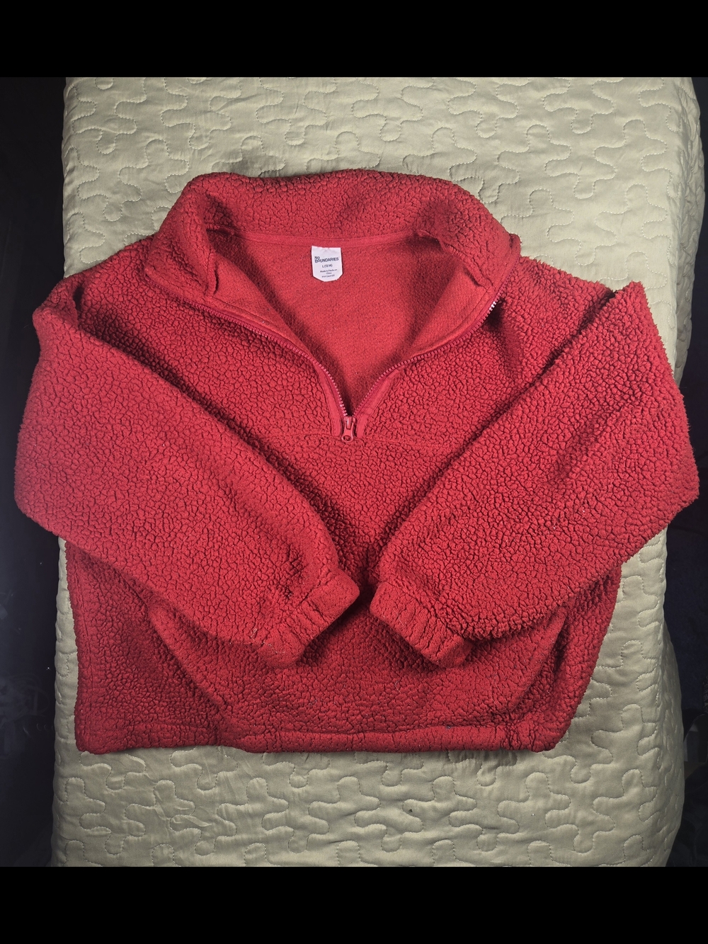 Cozy Red Sherpa Quarter-Zip Women’s Sweater